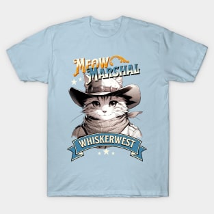 Meow Marshal of Whiskerwest - The Purrr-fect Cowboy Cat Sheriff T-Shirt